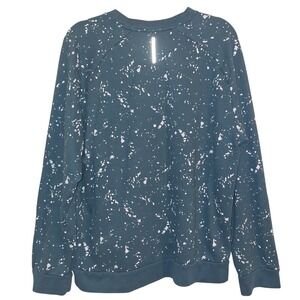 ZELOS‎ Teal Splatter Print Long Sleeve Crewneck Sweatshirt XL Athletisure